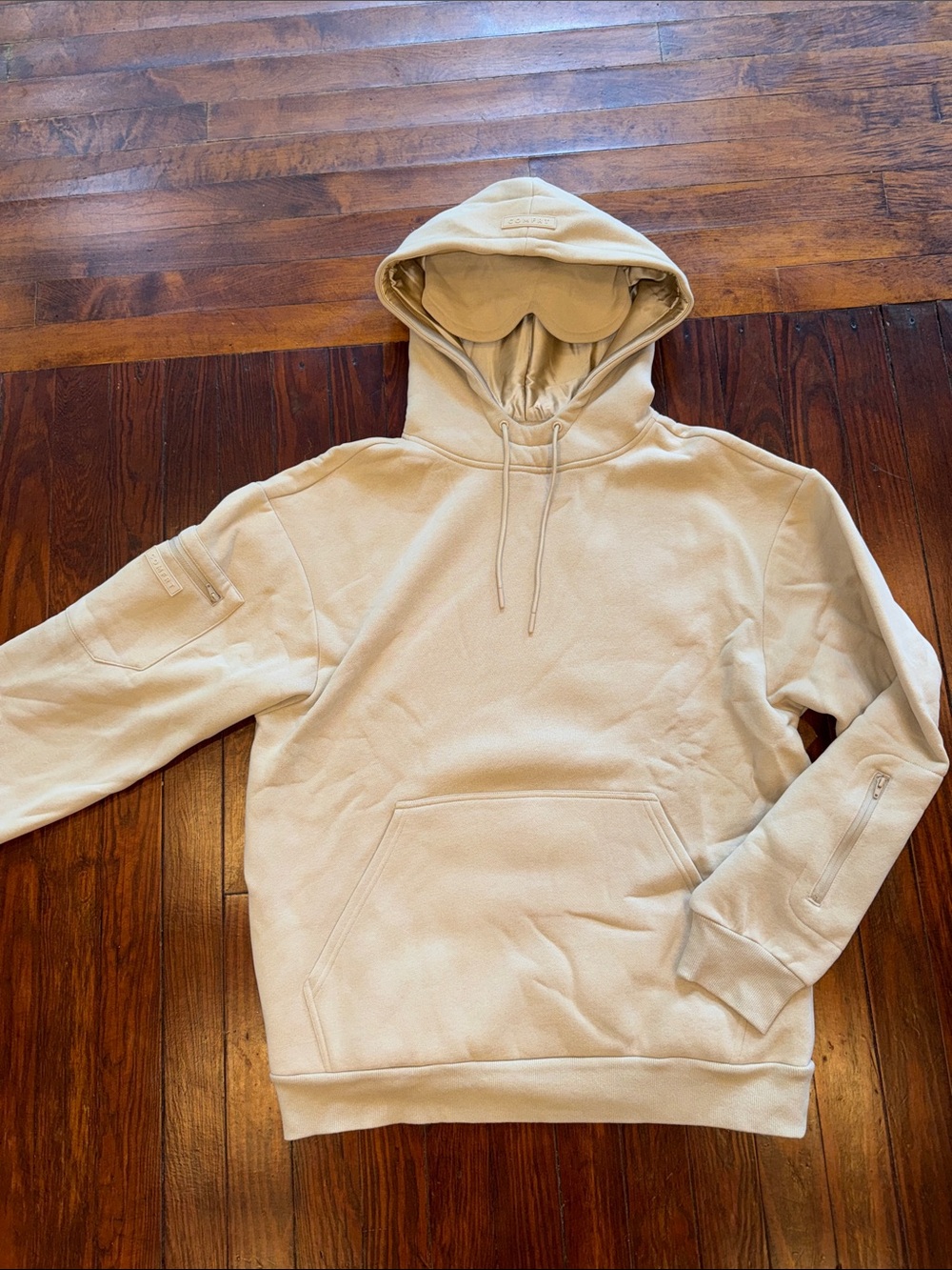Unisex COMFRT “ Airplane Mode” Hooded Pullover Sweatshirt - Cream
